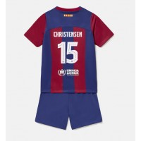 Fotbalové Dres Barcelona Andreas Christensen #15 Dětské Domácí 2023-24 Krátký Rukáv (+ trenýrky)